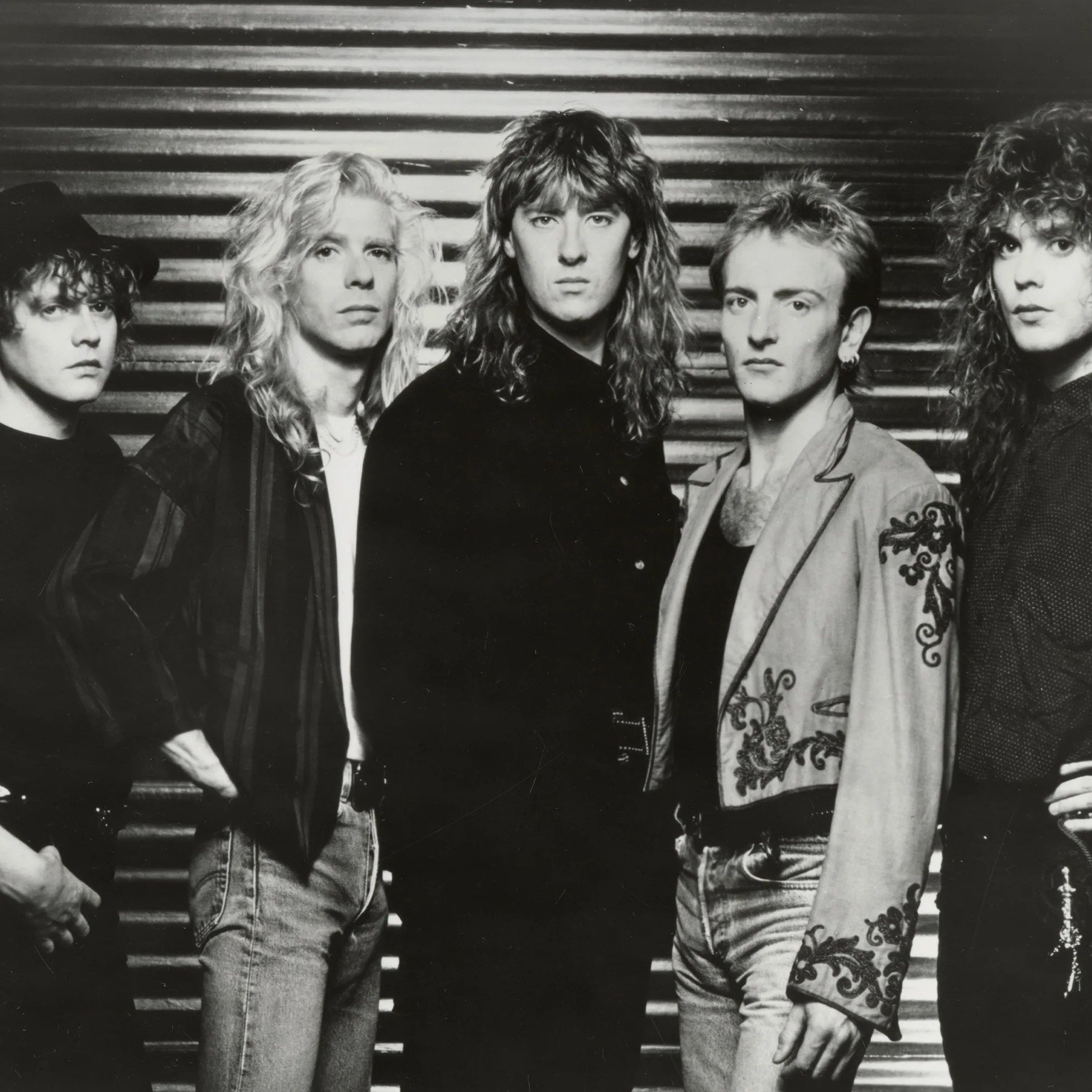 Def Leppard band portrait 1980s.